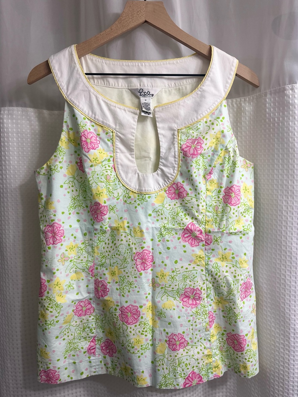 Vintage Y2K Lilly Pulitzer White Label Keyhole Neckline Sleeveless Blouse sz 12